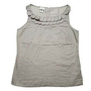 Jaclyn Smith Tank Top Womens Small Gray Striped Blouse Scalloped Sleeveless